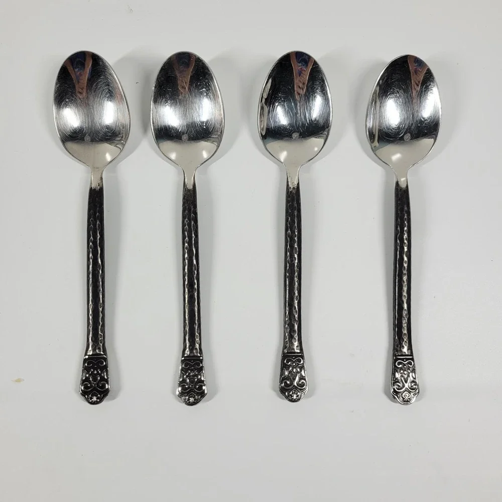 Gourmet‎ Settings AVALON Barcelona Hammered Oval Soup Spoons 8